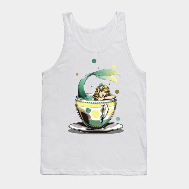 Sea Tea - Mermaid in Tea Cup Tank Top by redappletees